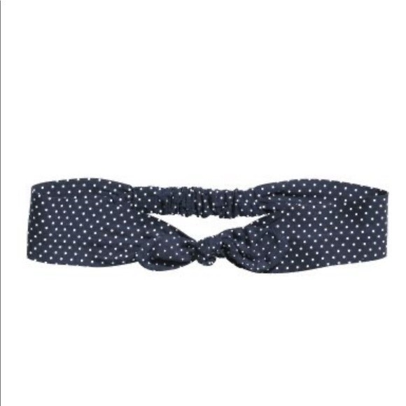 H&M Navy Polka Dot Bow Elastic Headband - Picture 1 of 4